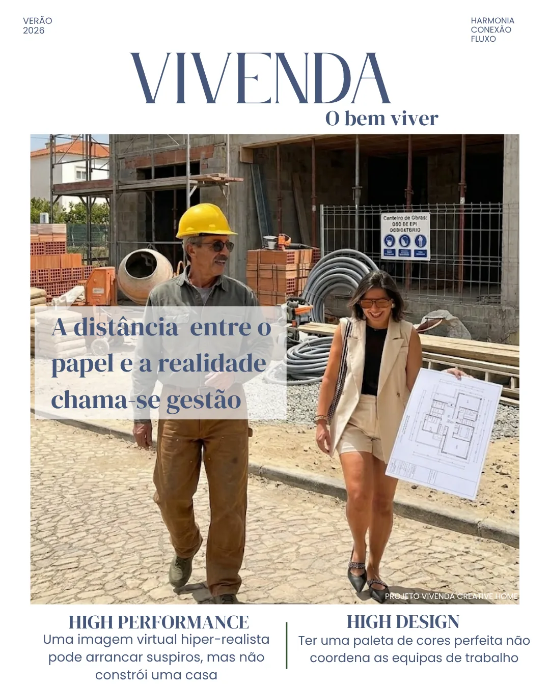 Design de interiores Designer da Vivenda Creative Home em obra com planta na mão — gestão de obra e design de interiores em Lisboa